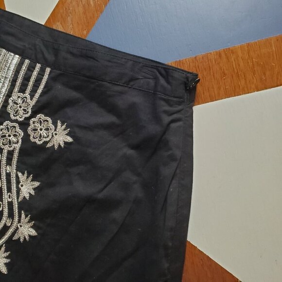 Old Navy Skirt Low Waist Womens 1 Black Silver Embroidery Armor Cosplay Pleated - Picture 6 of 7